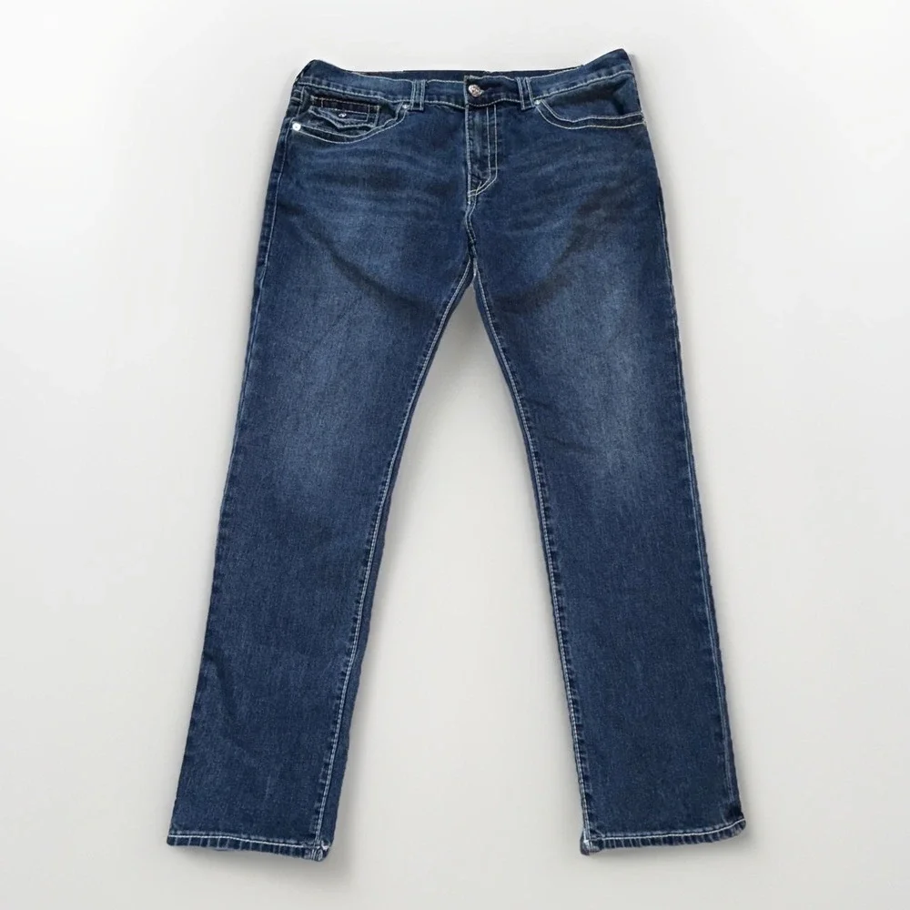 True Religion Rocco Relaxed Skinny Jeans Mens Size 38x34 Dark Wash EUC‎